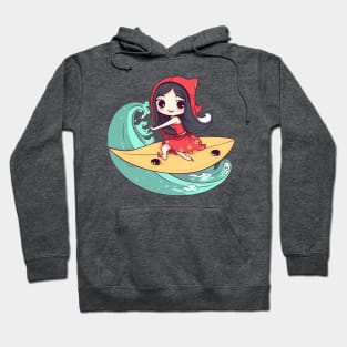 Surfing girl kawaii style Hoodie